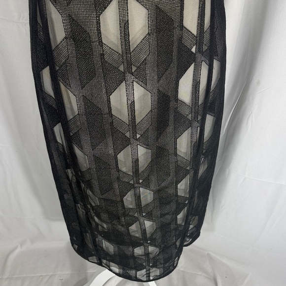 Boss Runway Edition Black Sheer Geometric Midi Dress Size 38 / US 6 - Picture 6 of 16